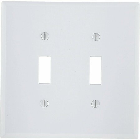 LEVITON 2-Gang Plastic Toggle Switch Wall Plate, White 001-88009